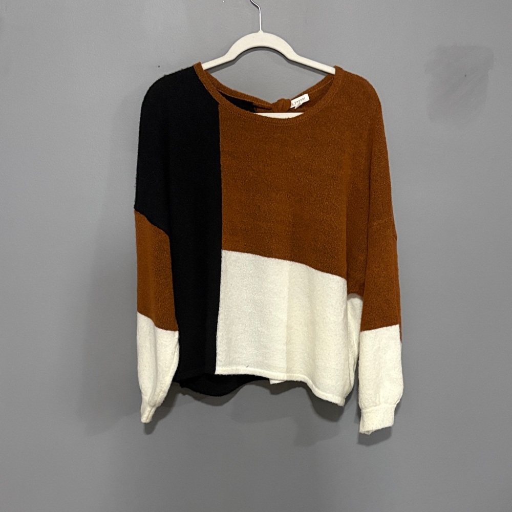Blu Pepper Colorblock Sweater - Black, Brown, and Cream